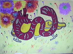 《巨龙腾飞》儿童画2幅