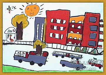 《大马路》儿童画4幅